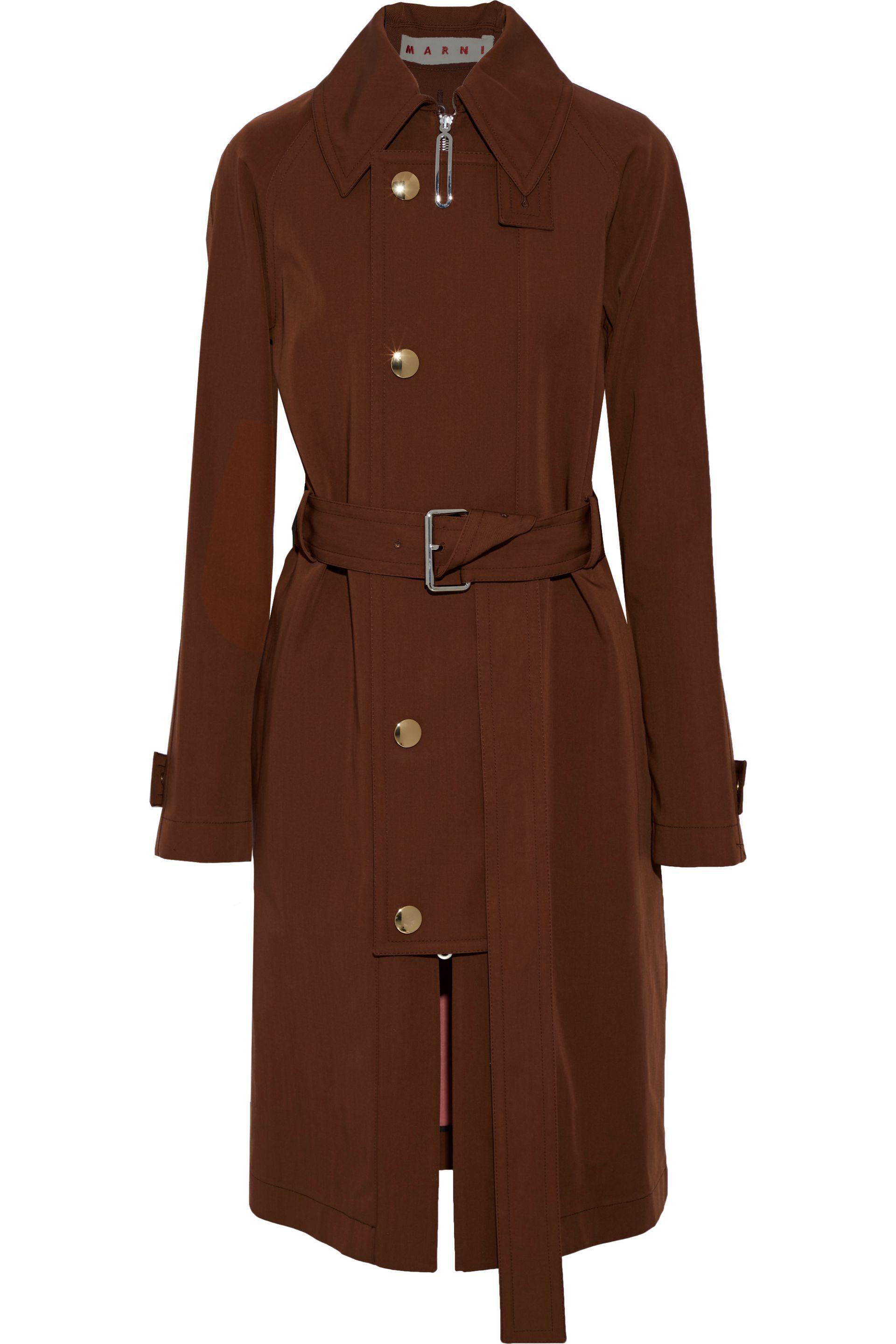 Marni Wool And Cottonblend Twill Trench Coat Chocolate in Brown Lyst