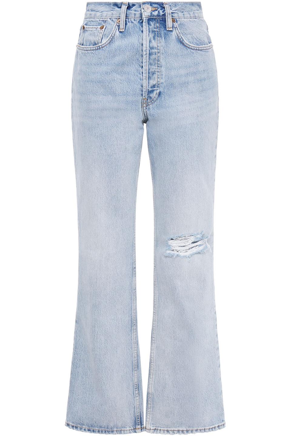 RE/DONE Originals 70s Distressed High-rise Bootcut Jeans in Blue | Lyst