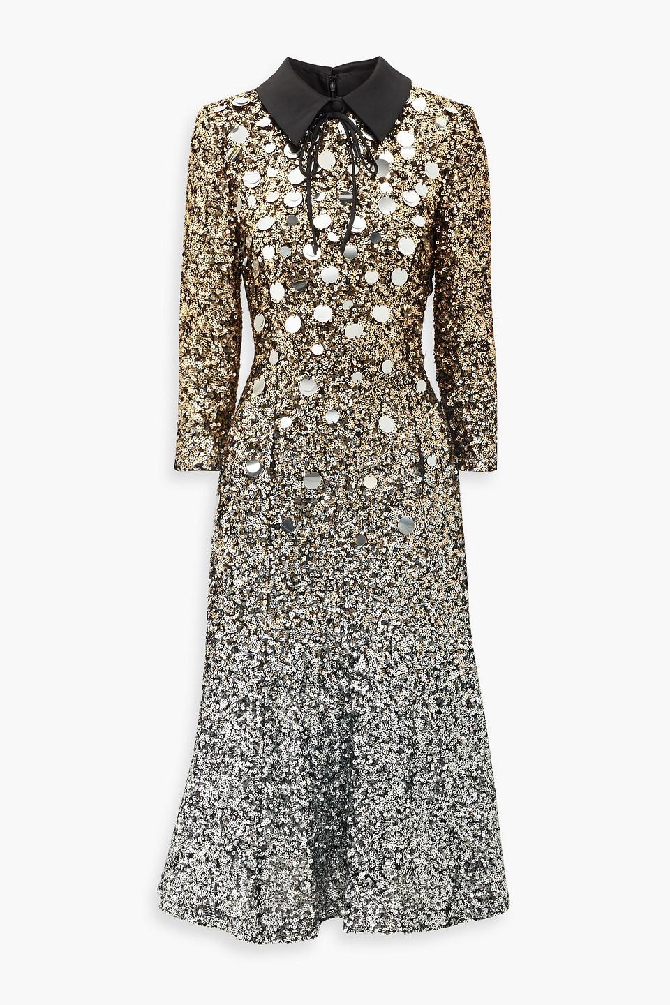 Badgley Mischka Collection Two-Tone Sequin Column Gown - Bergdorf Goodman