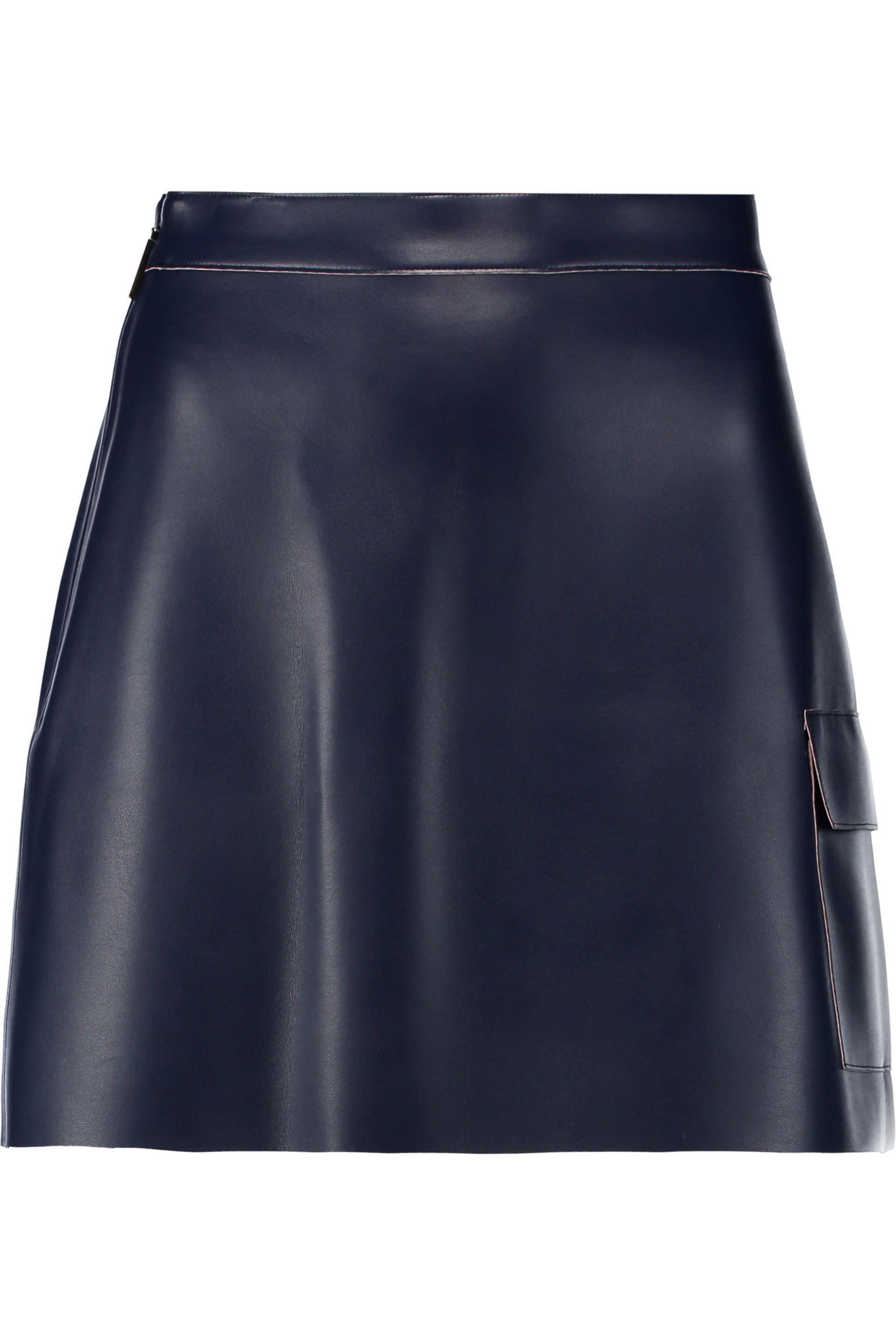 MSGM Faux-Leather Mini Skirt in Blue - Lyst