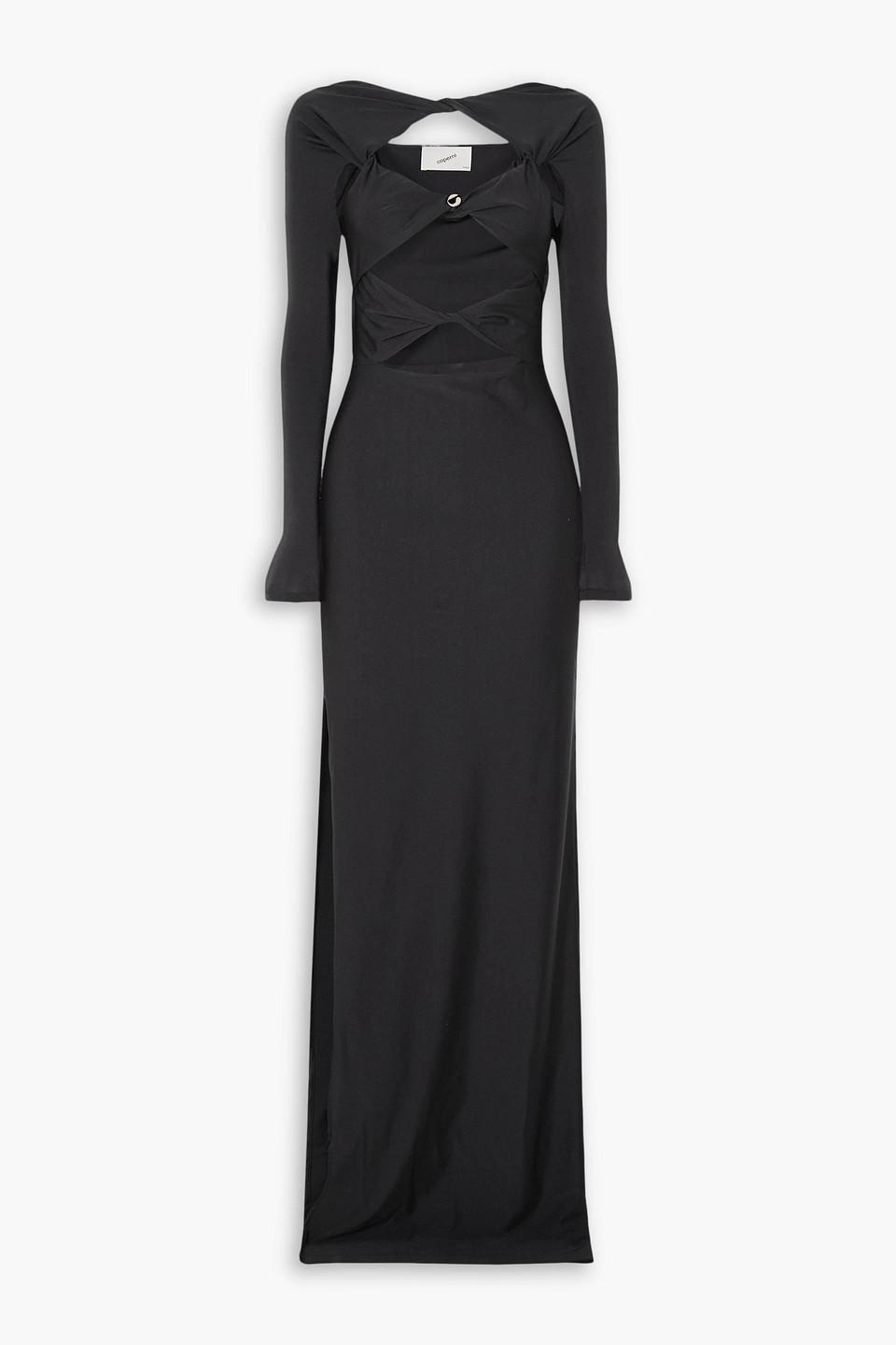 coperni cut out maxi dress Coperni Embellished Cutout Stretch-jersey Maxi Dress in Black