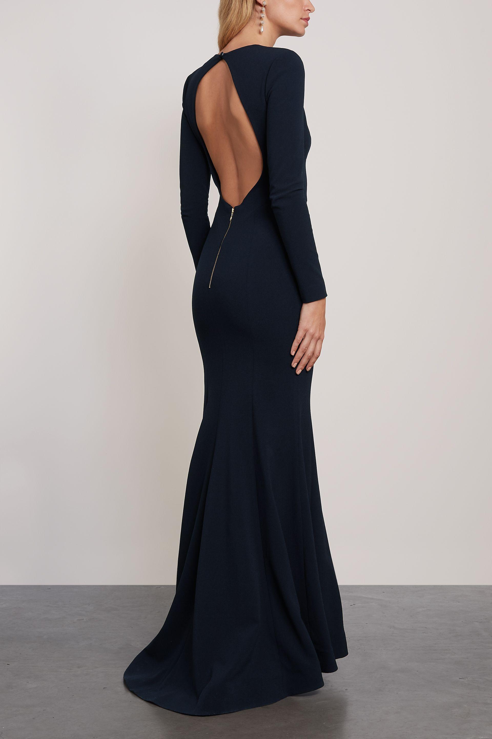 Rebecca Vallance Synthetic Bree Open-back Crepe Gown Midnight Blue - Lyst