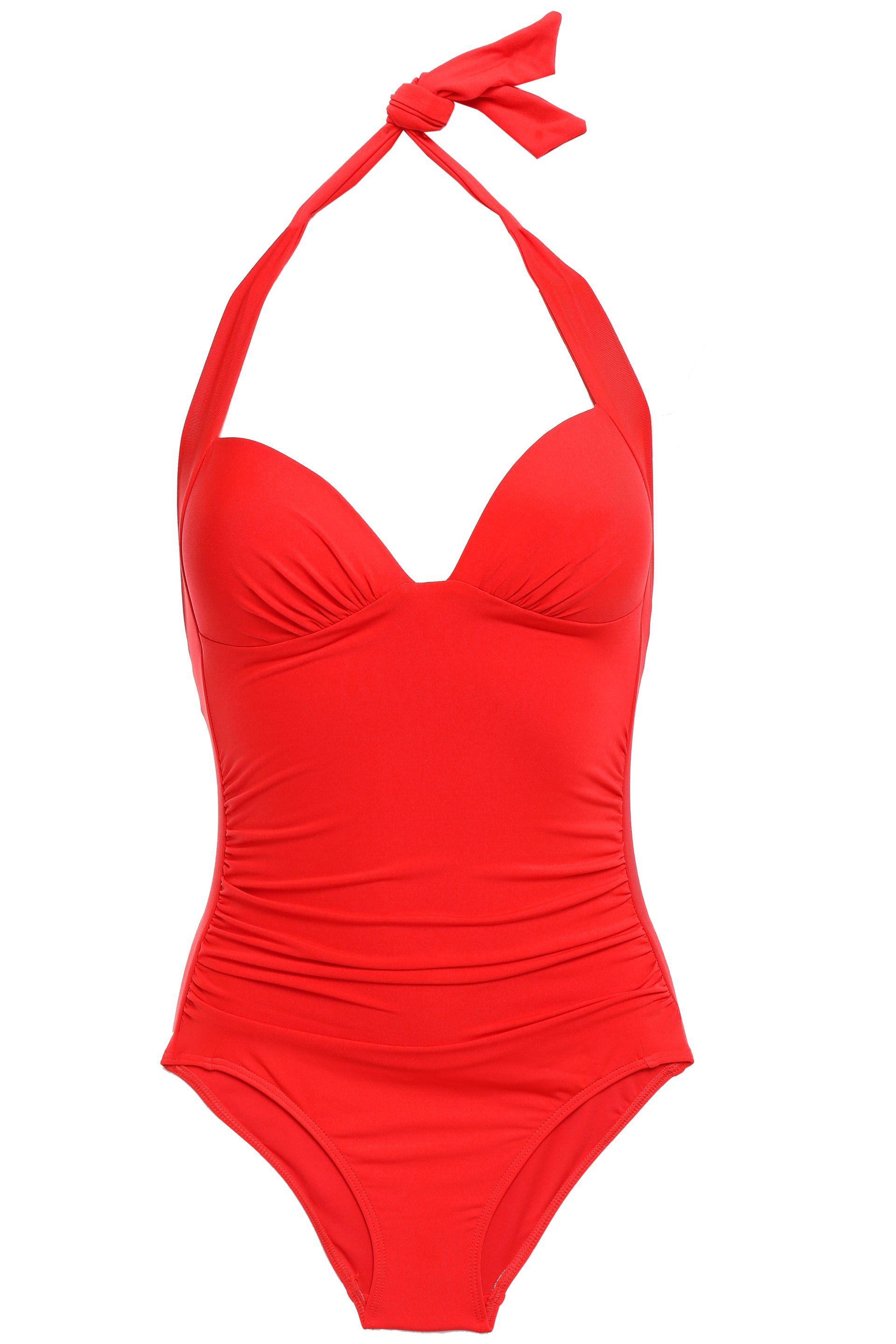 Jets by Jessika Allen Synthetic Jetset 50s Ruched Halterneck Swimsuit ...