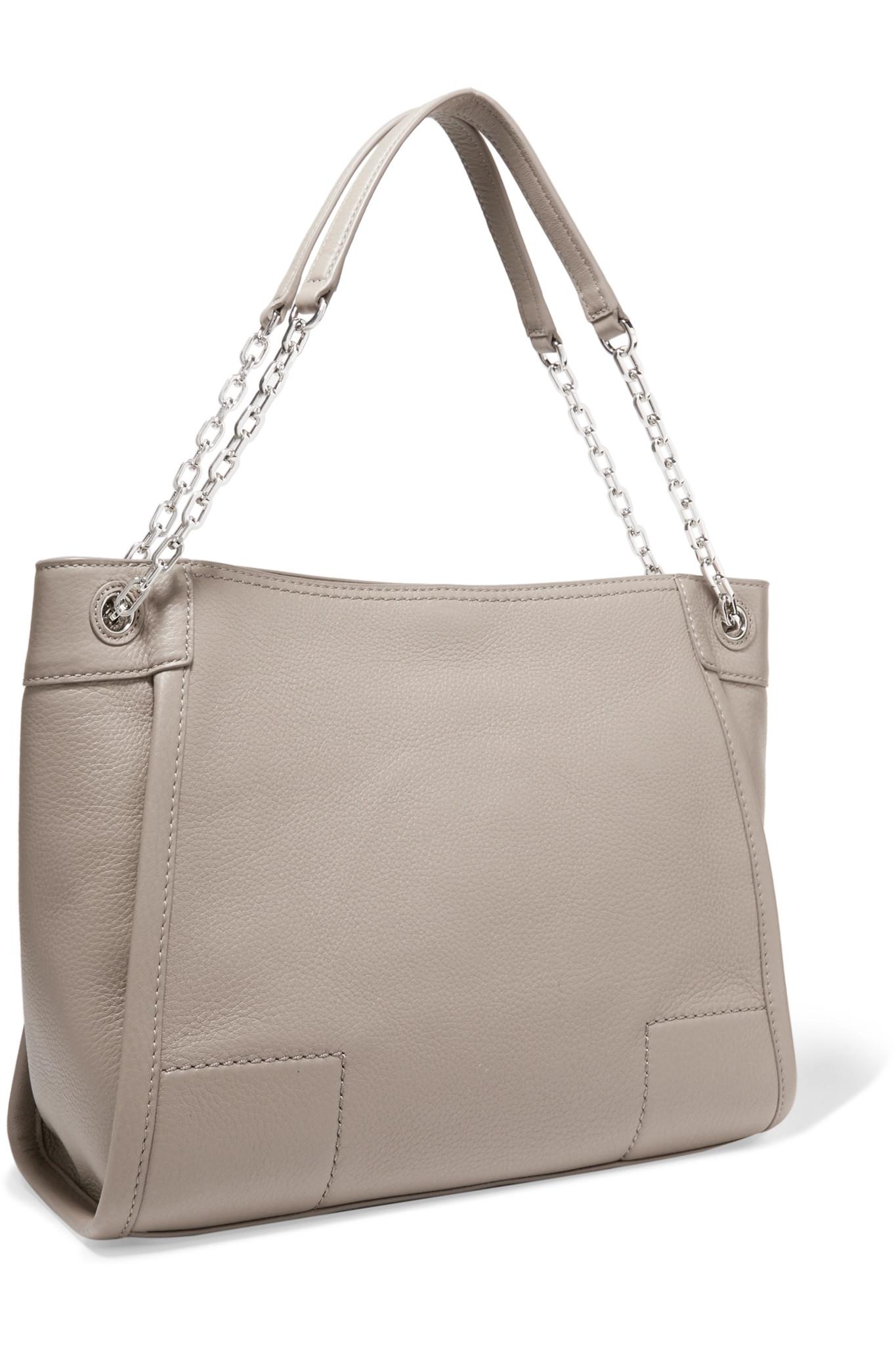 Tory Burch Britten Leather Shoulder Bag in Light Gray (Gray) Lyst