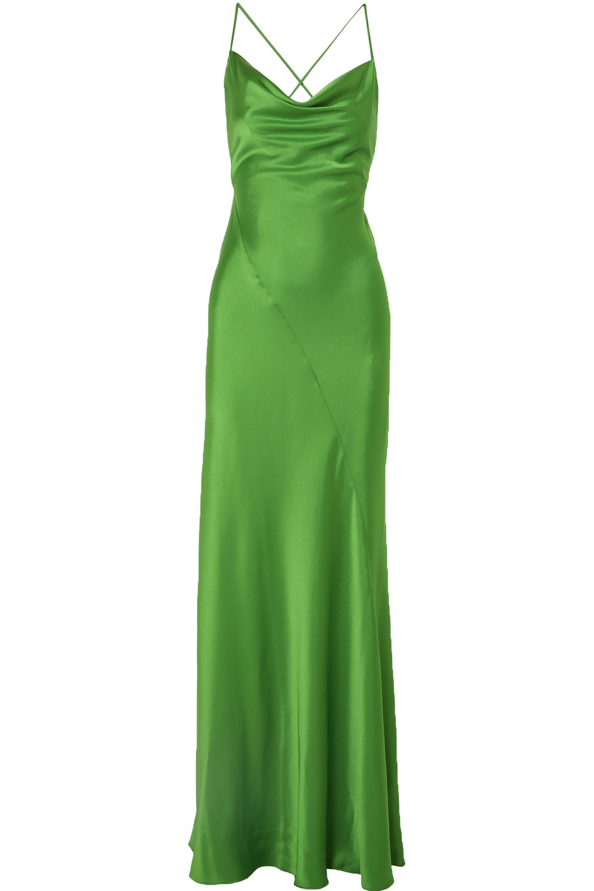 bright green silk dress