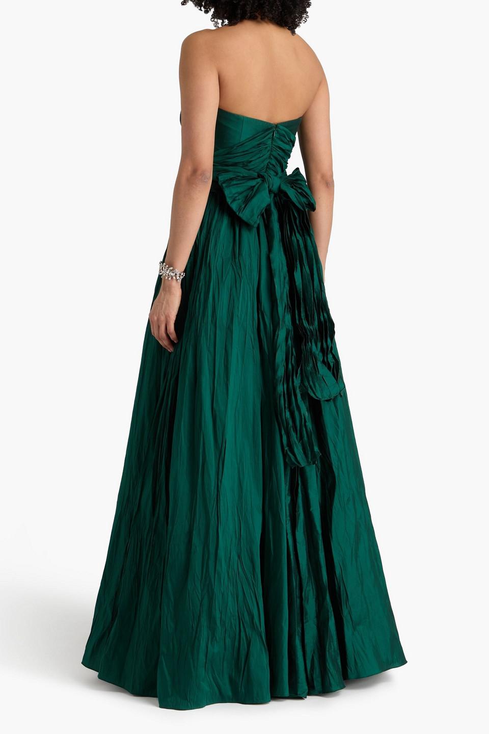 slim fit dress slacks OFF SHOULDER TAFFETA DRAPED DRESS Teal / 34 / Taffeta