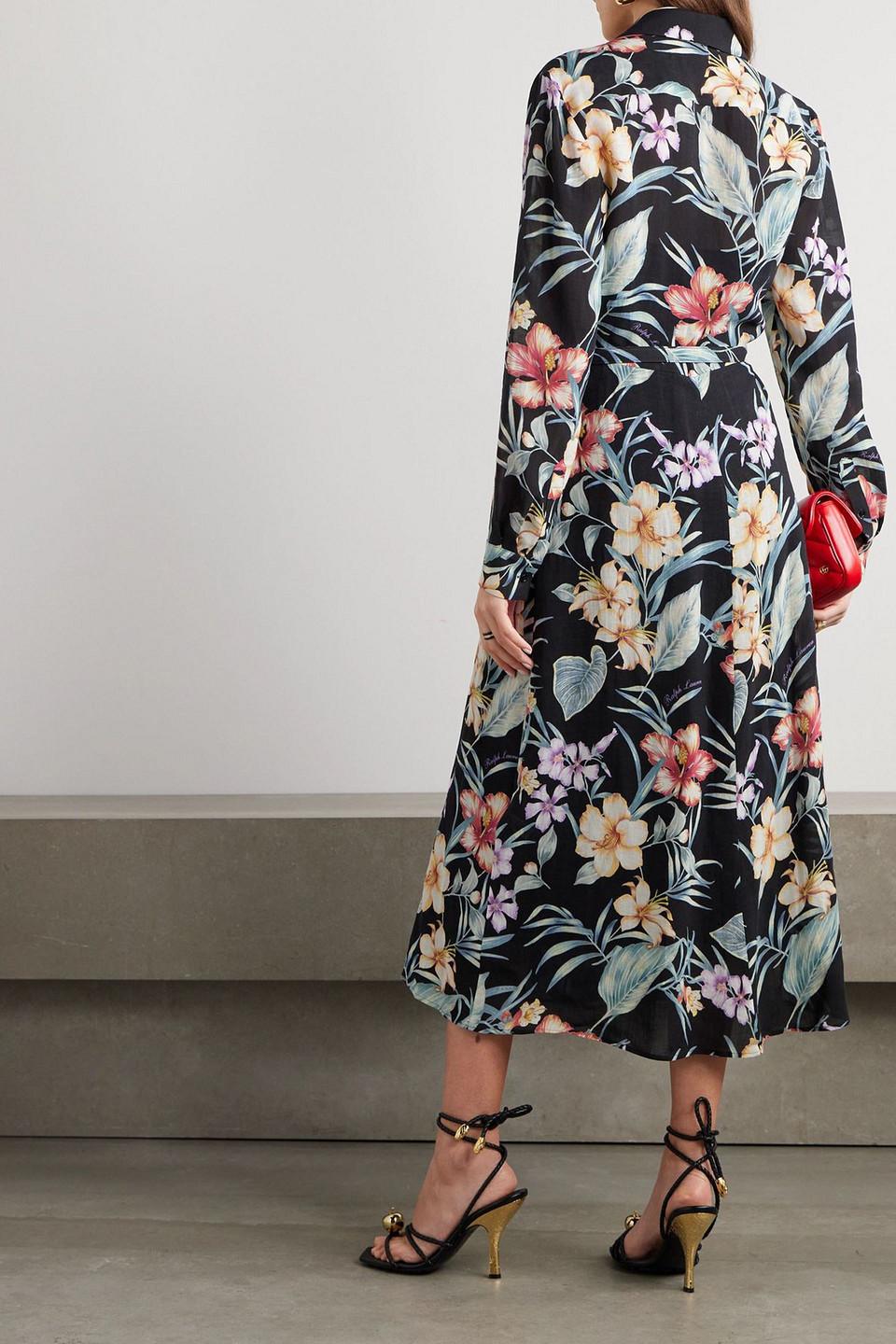 Ralph Lauren Aniyah Belted Floral-Print Woven Midi Wrap Dress in White |  Lyst