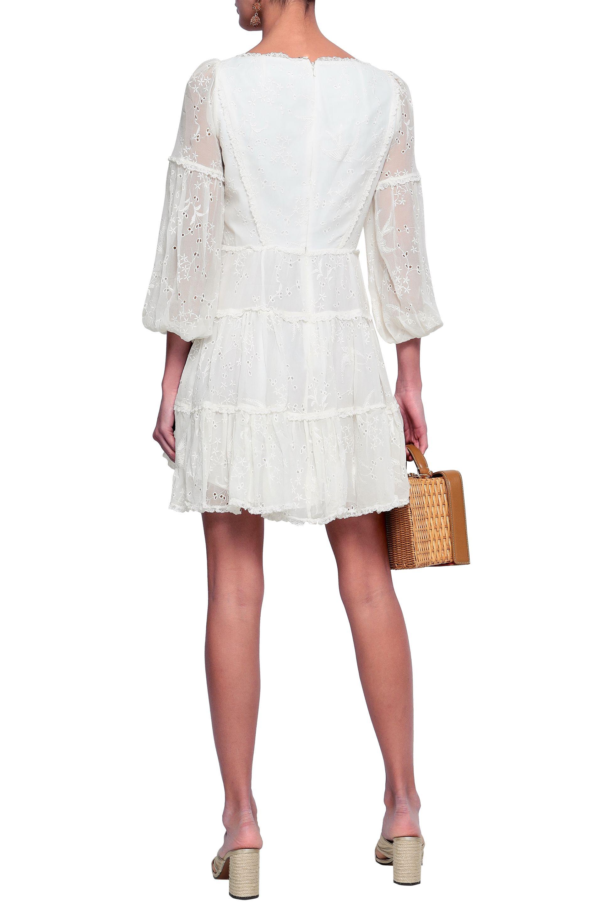 Zimmermann Laceup Broderie Anglaise Mini Dress Ivory in White Lyst
