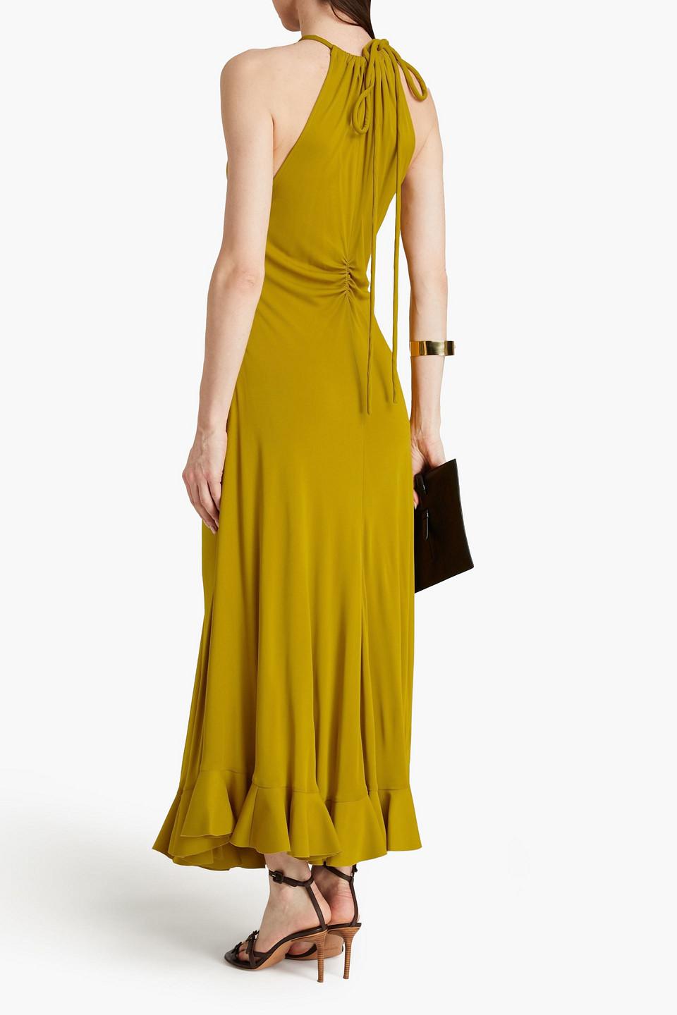 Cutout Ruched Jersey Maxi Dress