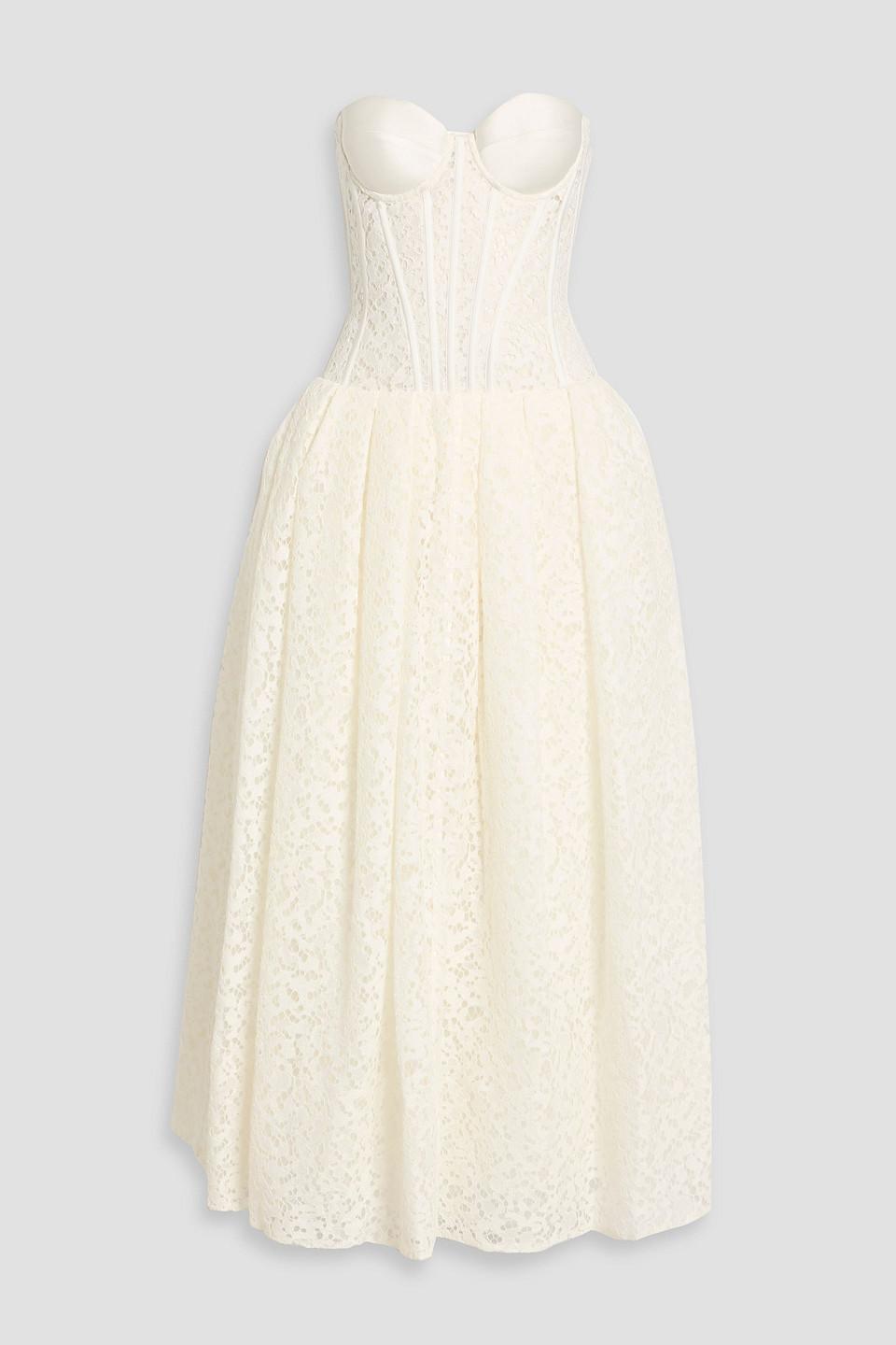 embroidered lace midi dress Mac Duggal Sleeveless Square Neck Lace A-Line Midi Dress main image 0