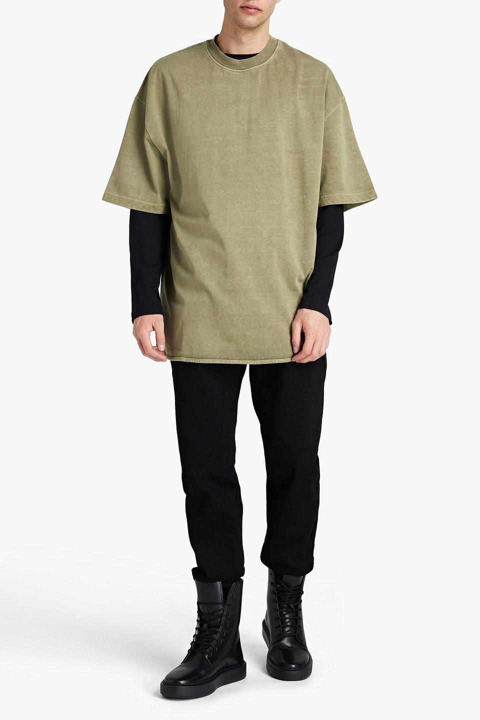 Yeezy Faded French Cotton-terry T-shirt in Green for Men | Lyst