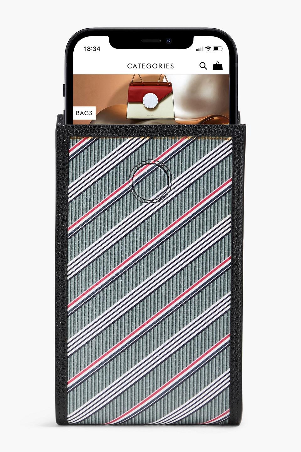 Thom Browne Striped Coated Canvas Phone Pouch in Black for Men | Lyst