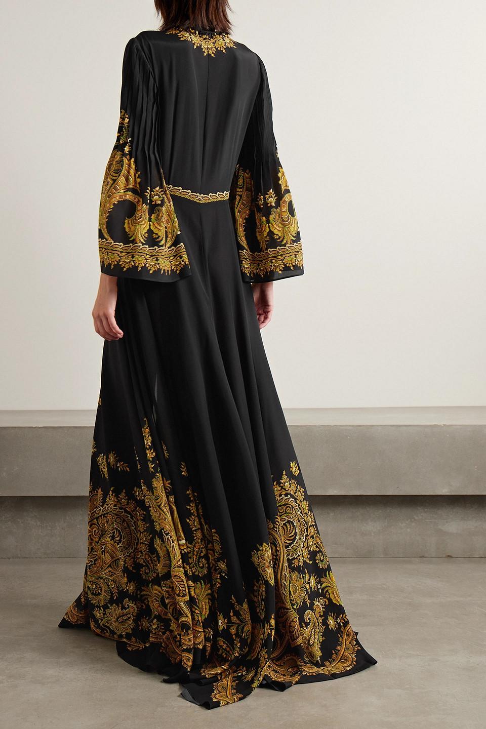 Etro Pleated Paisley-print Silk Crepe De Chine Maxi Dress in Etro Pleated Paisley-print Silk Crepe De Chine Maxi Dress in