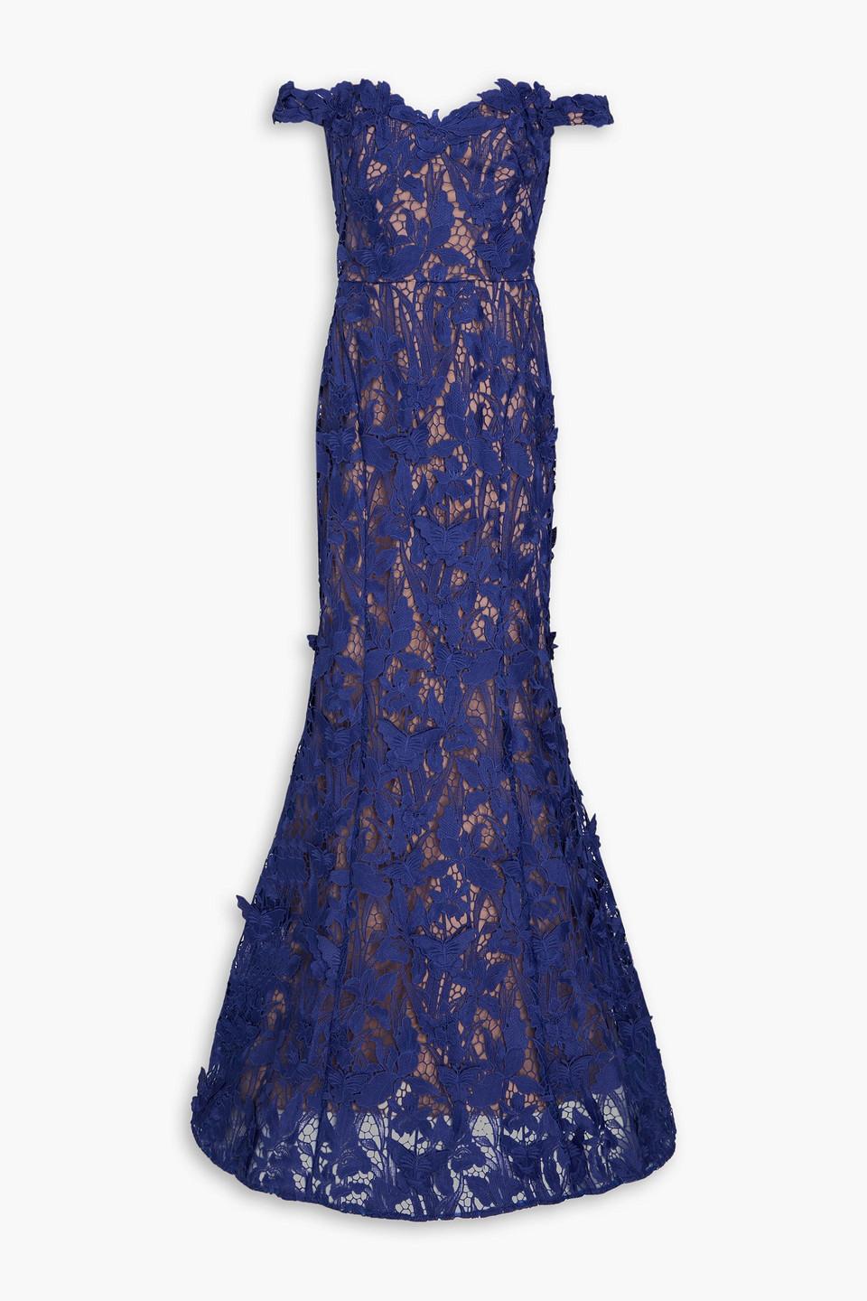 marchesa notte guipure lace a-line dress Stand Neck Long Sleeve A Line Dress – Knot Bene main image 0