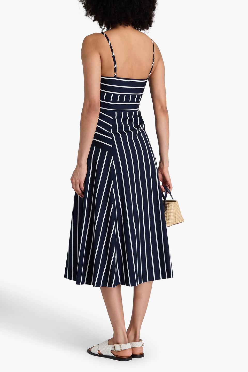 Veronica Beard Blige Striped Cotton-Blend Poplin Midi Dress in Blue | Lyst  UK