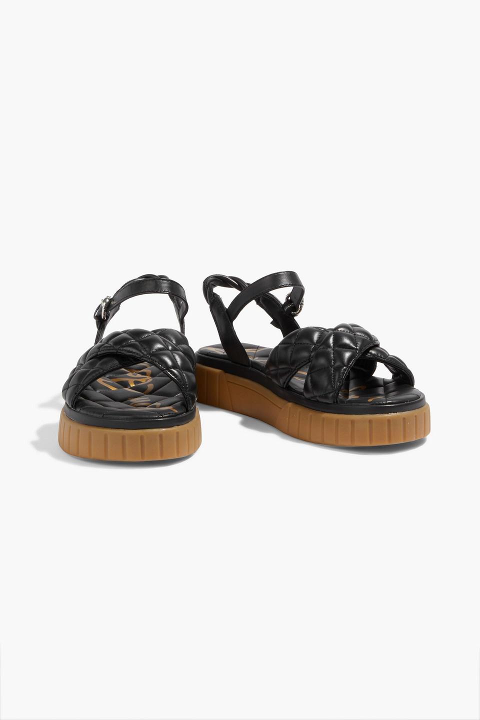 Sam Edelman Gavril Quilted Leather Platform Sandals in Black | Lyst