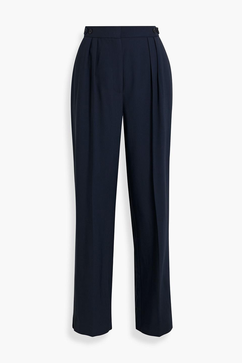 Iris & Ink Maya Twill Wide-leg Pants in Blue | Lyst