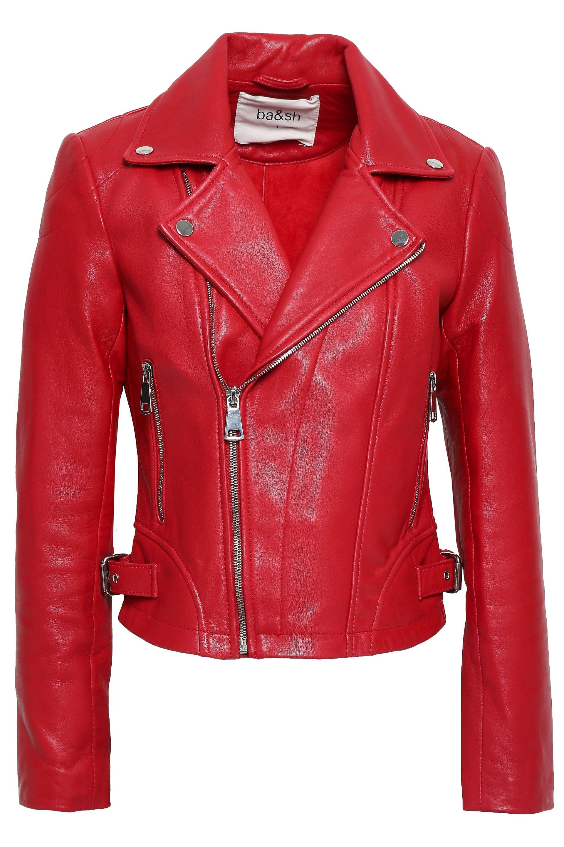 Ba&sh Leather Biker Jacket Red - Lyst