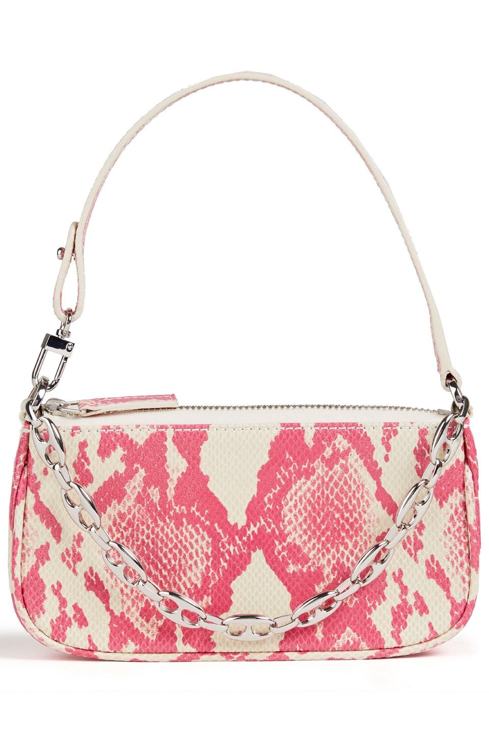 BY FAR Rachel Snake effect Leather Shoulder Bag in Pink Lyst Canada