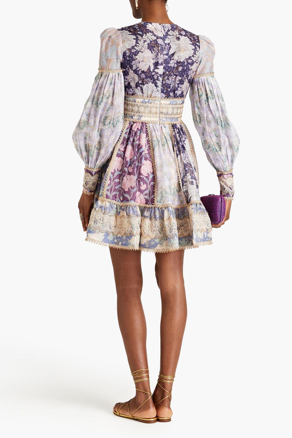 Zimmermann Lace-trimmed Floral-print Linen And Silk-blend