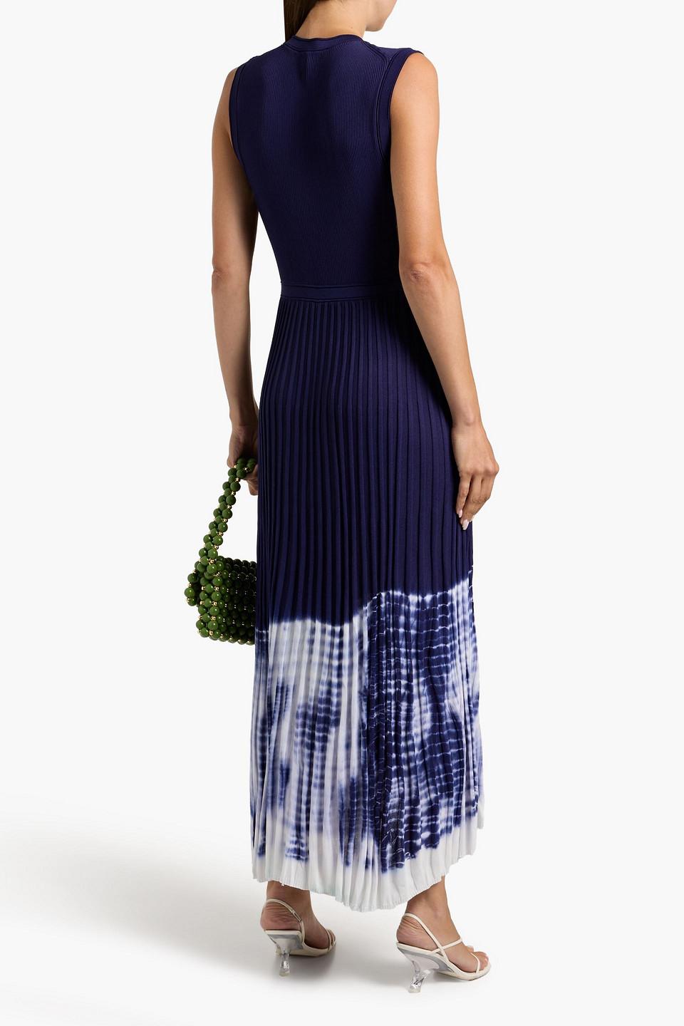 Maje Tie-Dyed Ribbed-Knit Midi Dress in Blue | Lyst