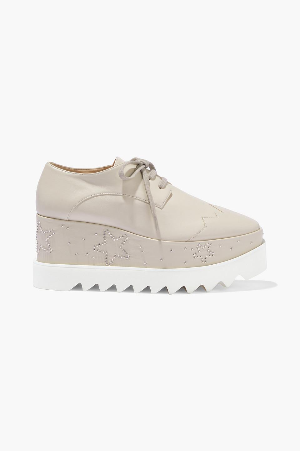 Stella McCartney Sneak-elyse Bead-embellished Faux Leather Platform Sneakers  in White | Lyst