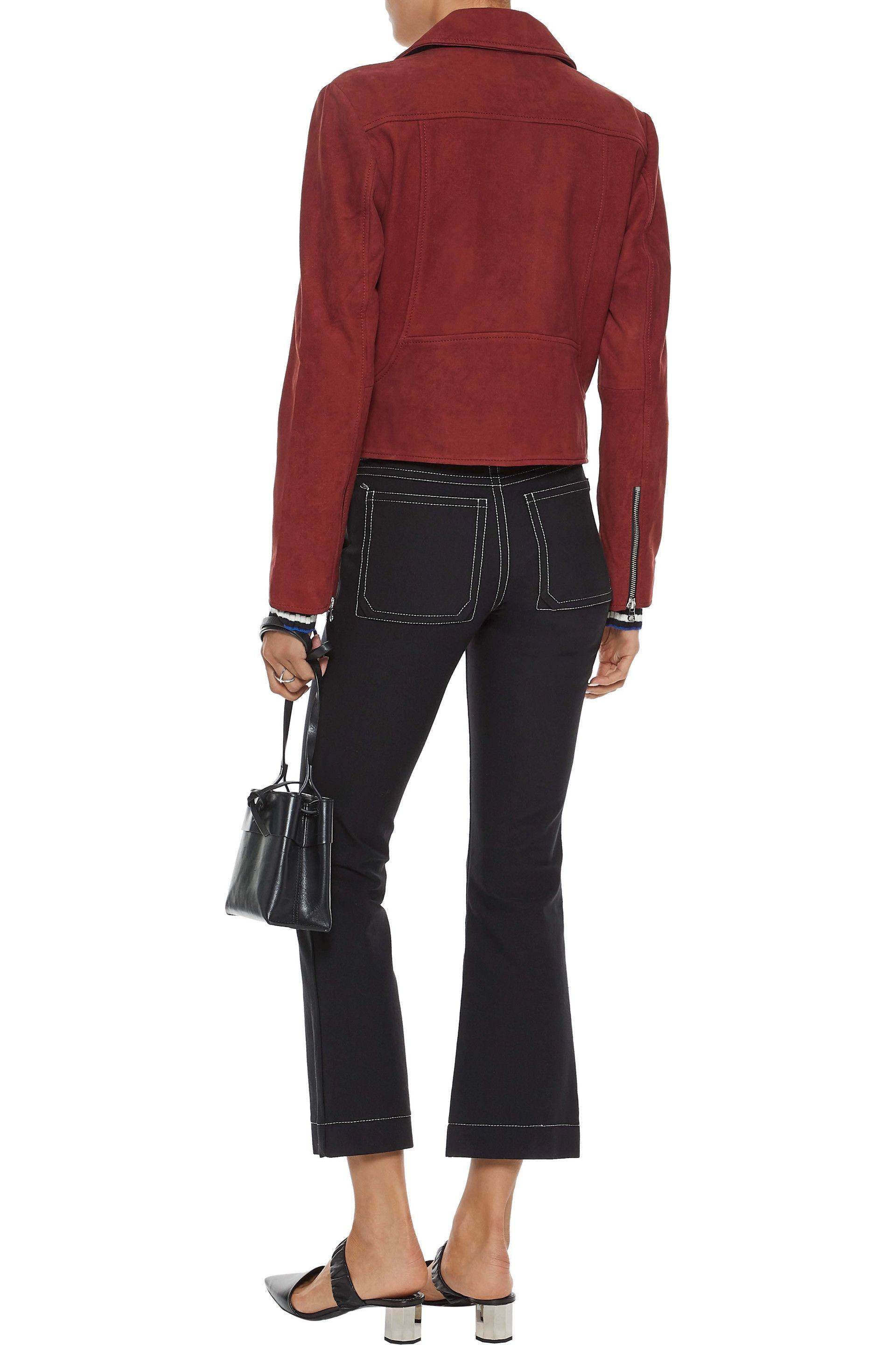 brick red leather jacket