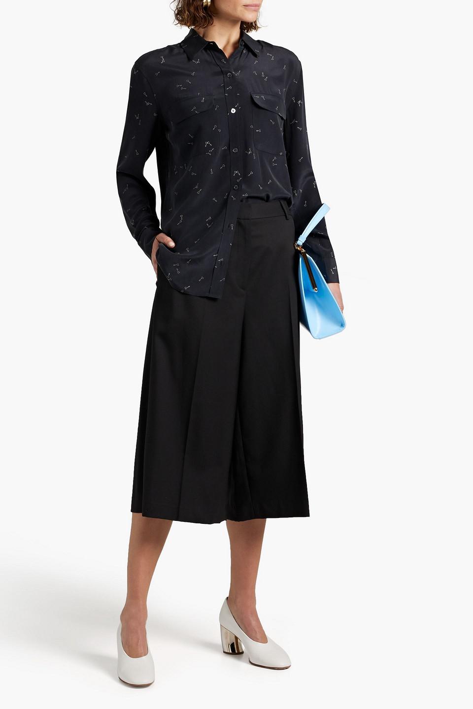 Nili Lotan Ilford Wool-blend Twill Culottes in Black | Lyst