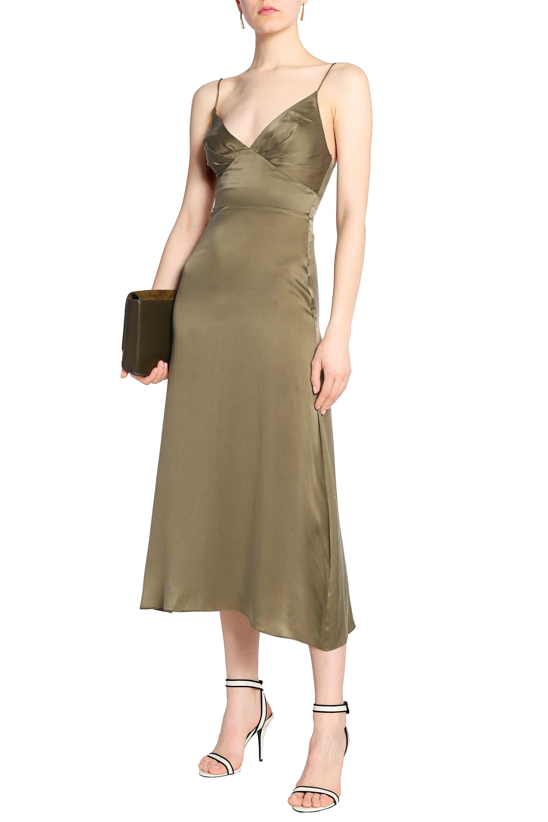 army green slip dress