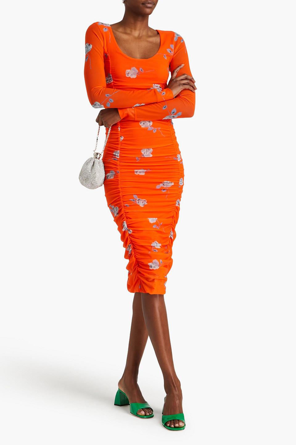 ganni dress orange flowers Ganni
