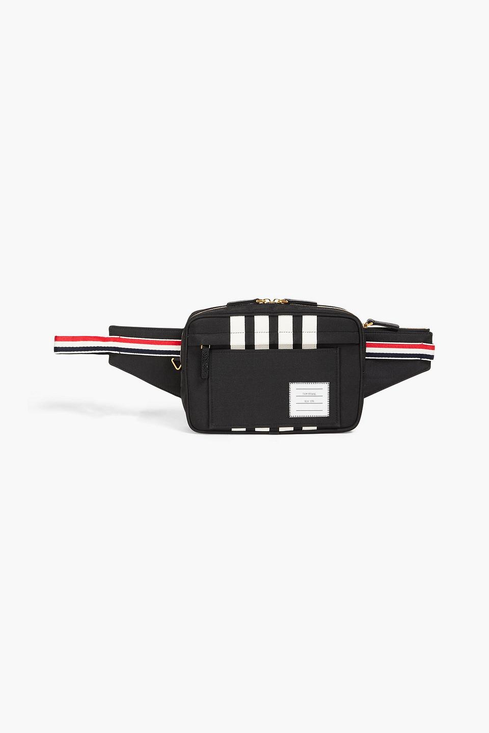 Thom Browne Leather trimmed Canvas Belt Bag in Black for Men Lyst UK