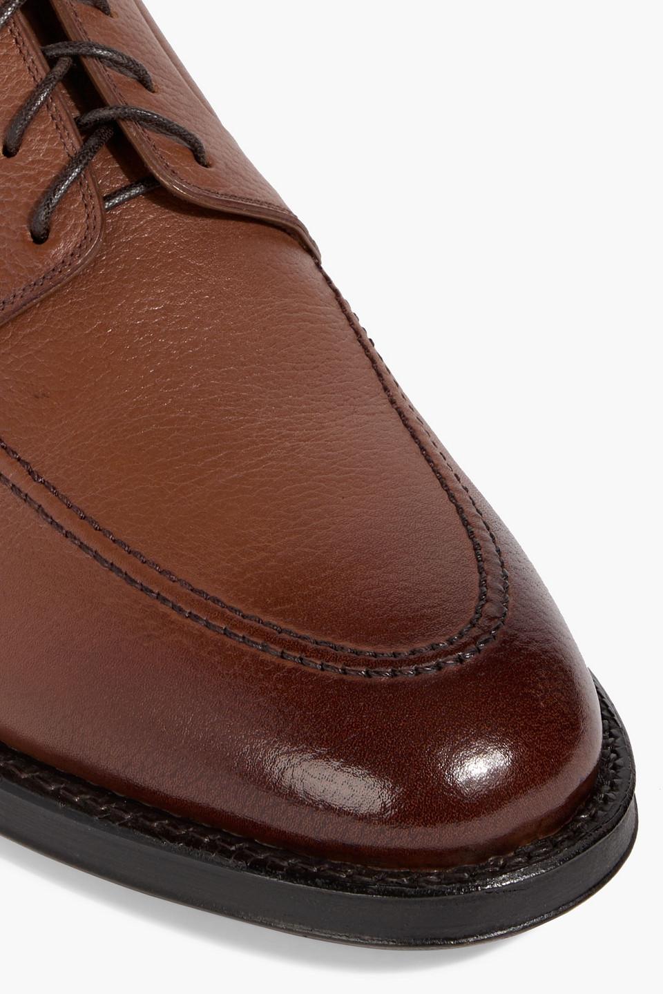 Bally Brown Pebbled Leather Derby Shoes BALLY Wekor pebbled-leather penny loafers | THE OUTNET main image 2