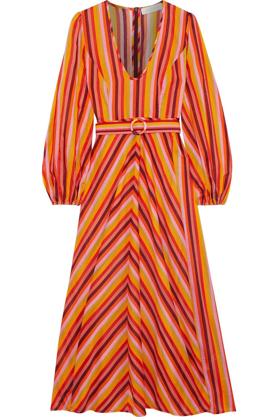 Zimmermann Goldie Plunge Belted Striped 