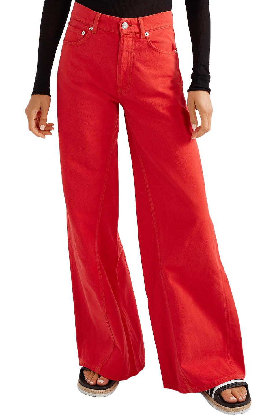 Ganni High-rise Wide-leg Jeans in Red | Lyst