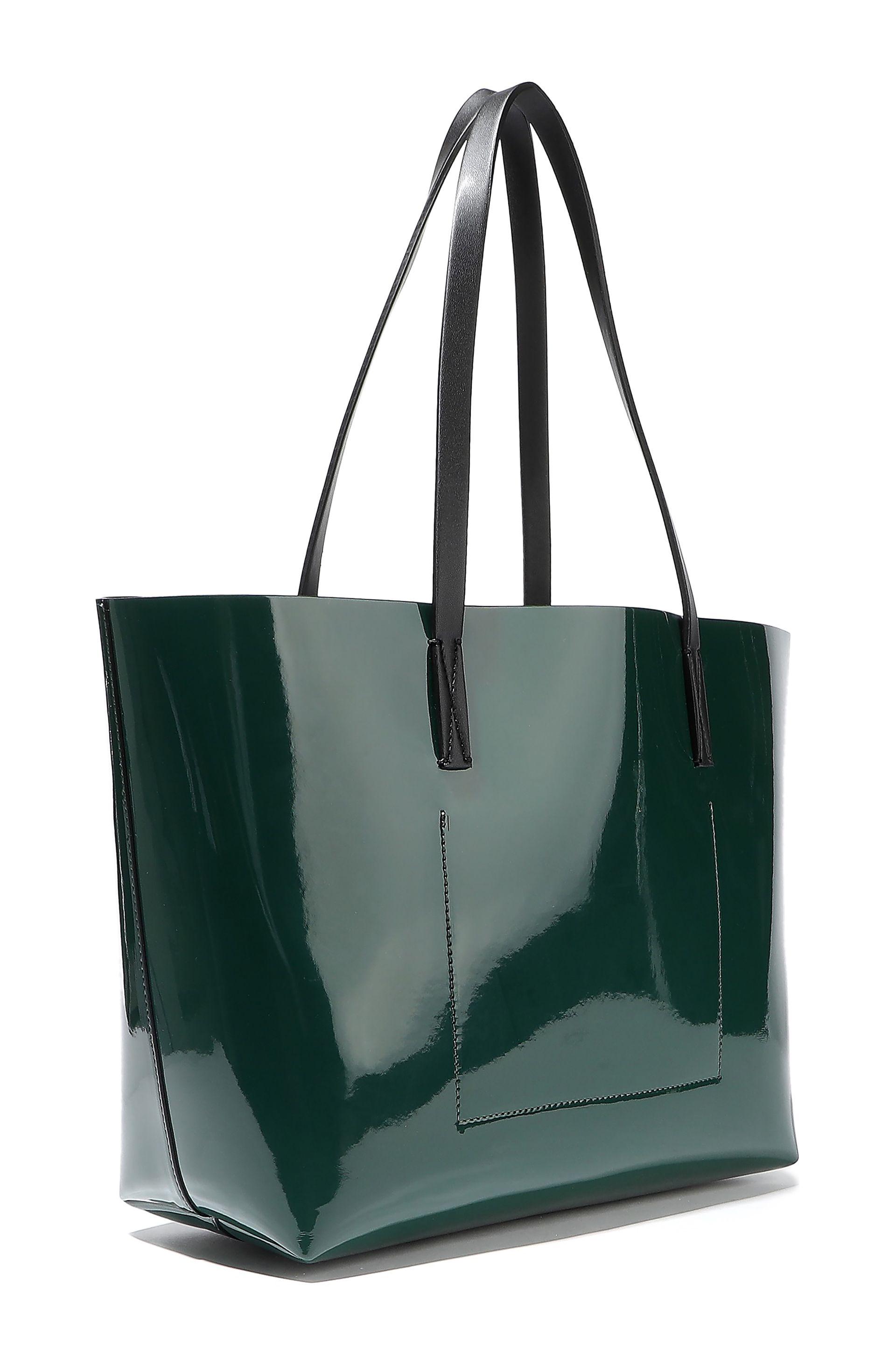 Marni Faux Patent-leather Tote Emerald in Green - Lyst