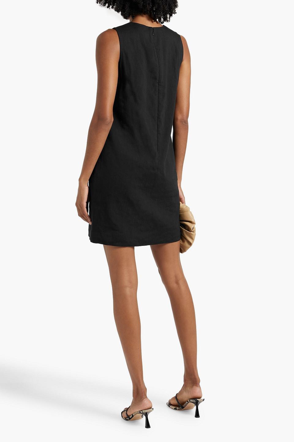 Theory Linen-blend Mini Dress in Black | Lyst