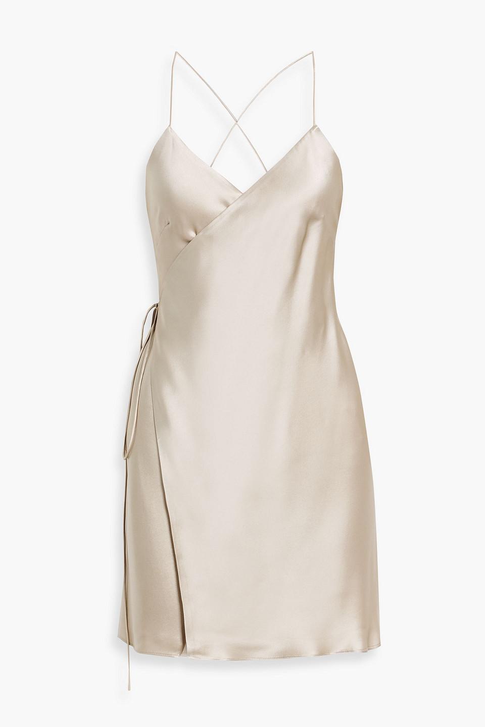 knee length dresses for ladies Strappy wrap gown with cowl