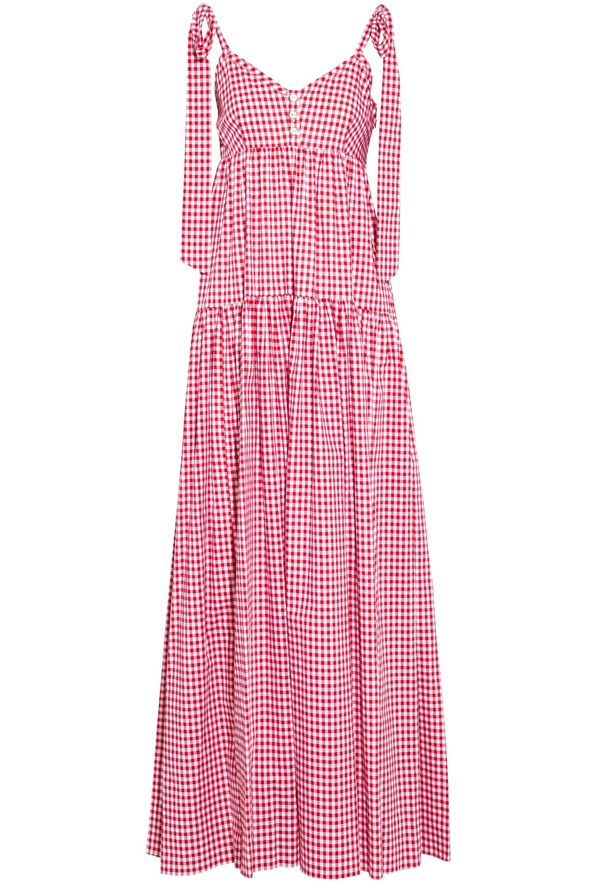 red gingham maxi dress