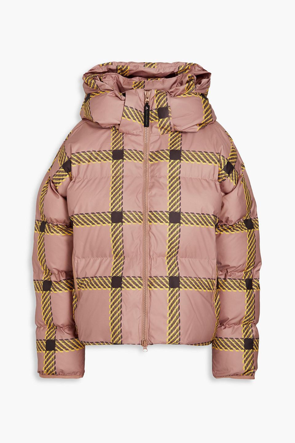 adidas By Stella McCartney Quilted Checked Shell Hooded Jacket in Pink |  Lyst