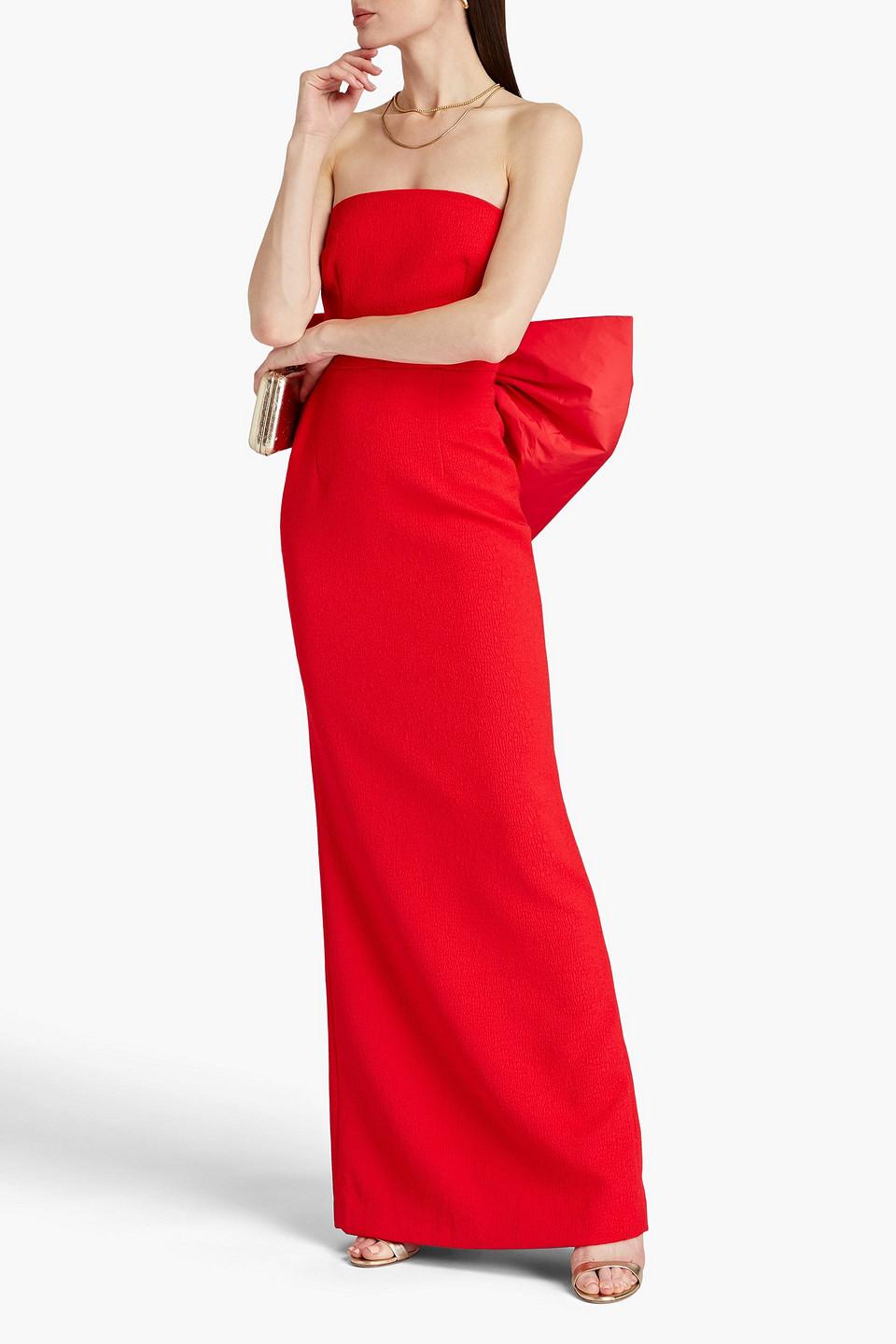 Rebecca Vallance Calla Strapless Bow-embellished Cloqué Gown