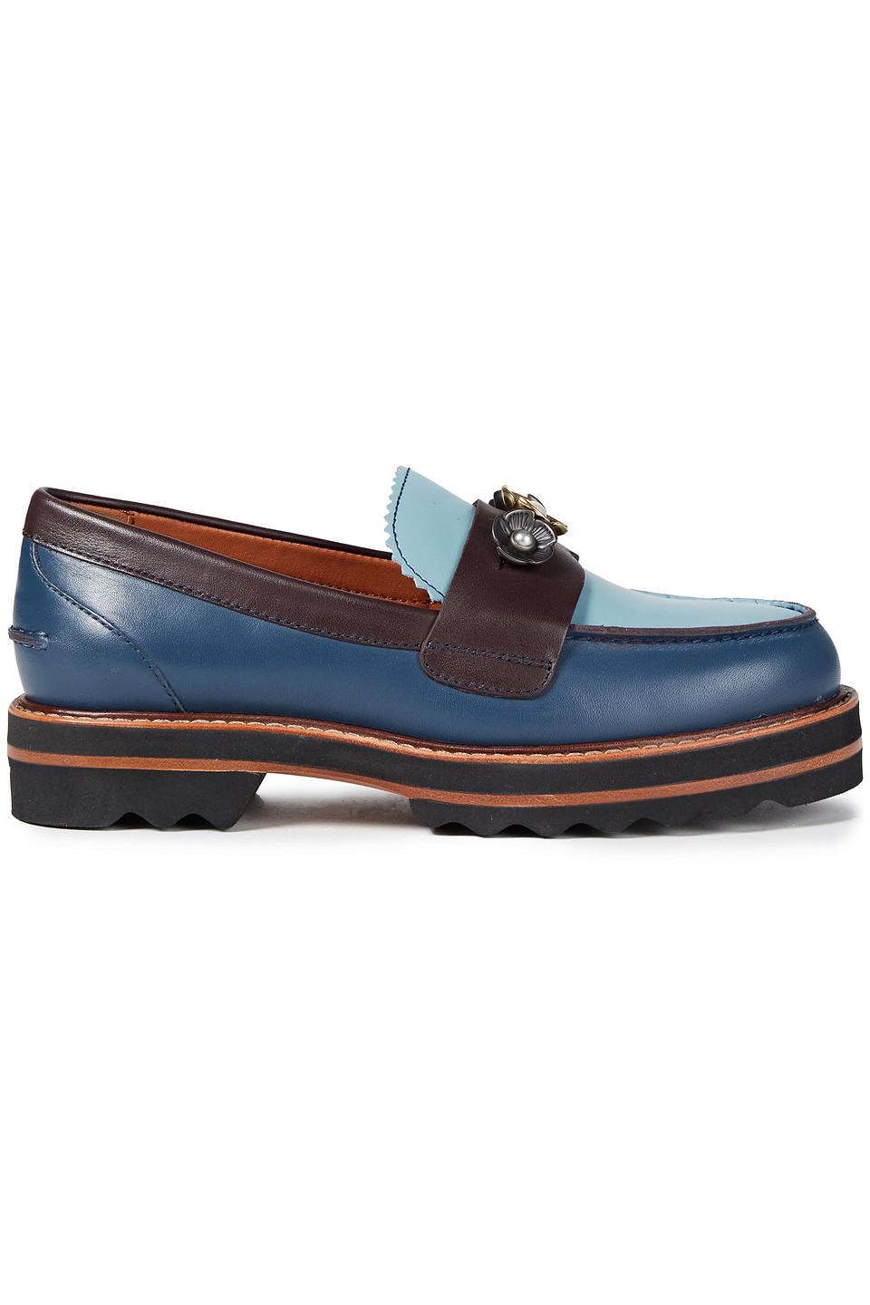 Color-block Leather Loafers Light 