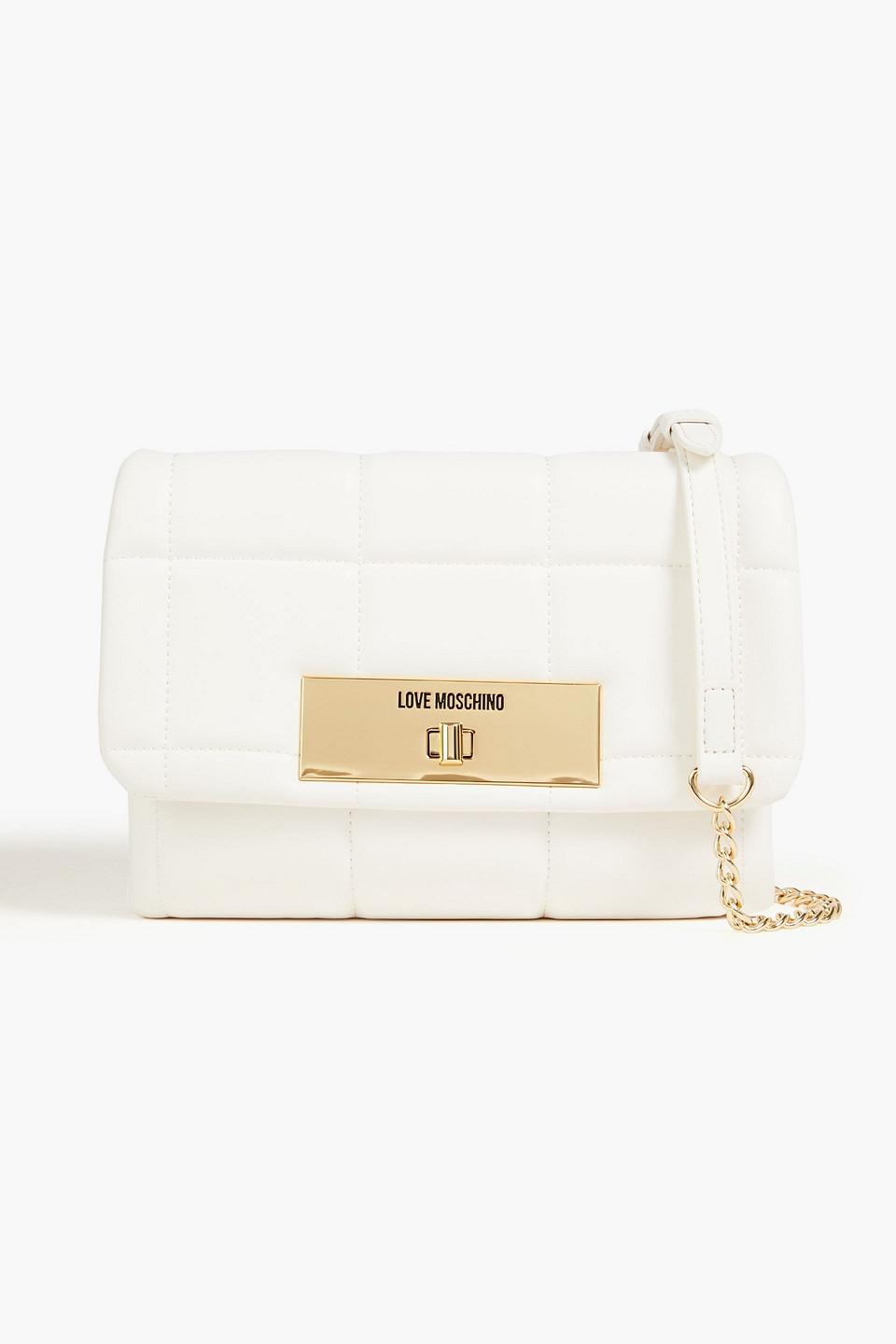 Love Moschino Quilted Faux Leather Shoulder Bag in White Lyst