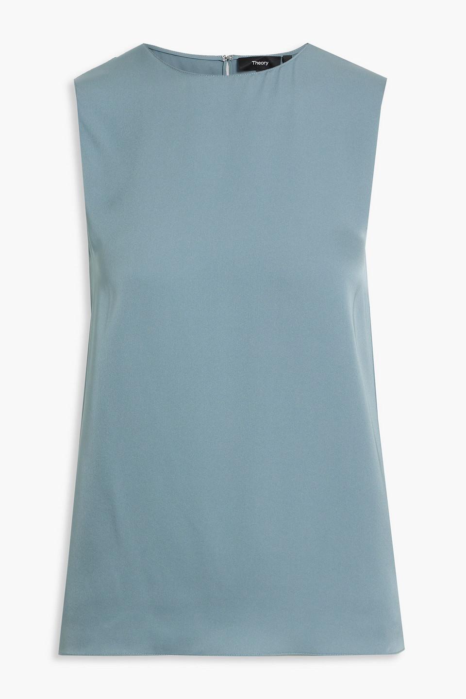 Theory Silk-crepe Top in Blue | Lyst