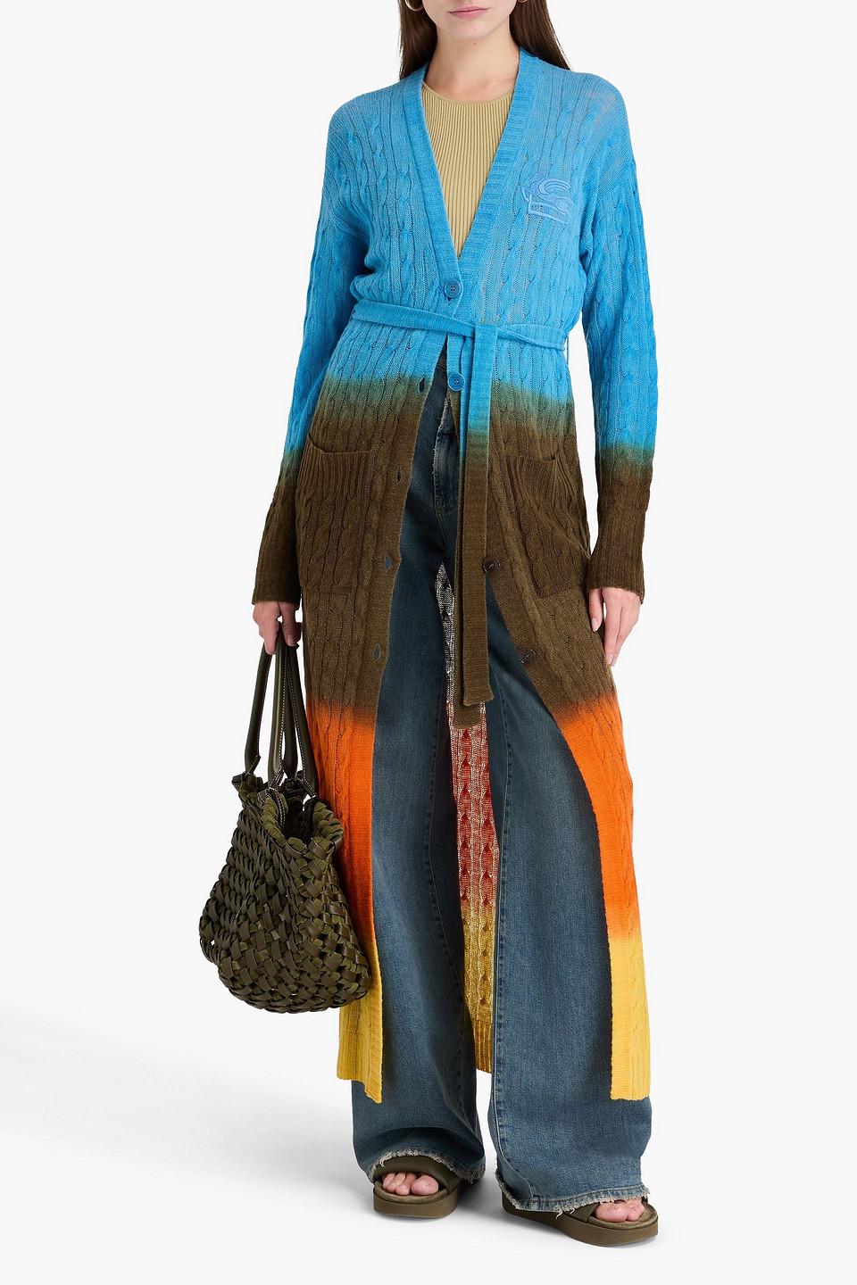 【送料&関税込】Etro Multicolor Wool Cardigan Etro Purple Multi Melange Knit Heavy Longline Sweater