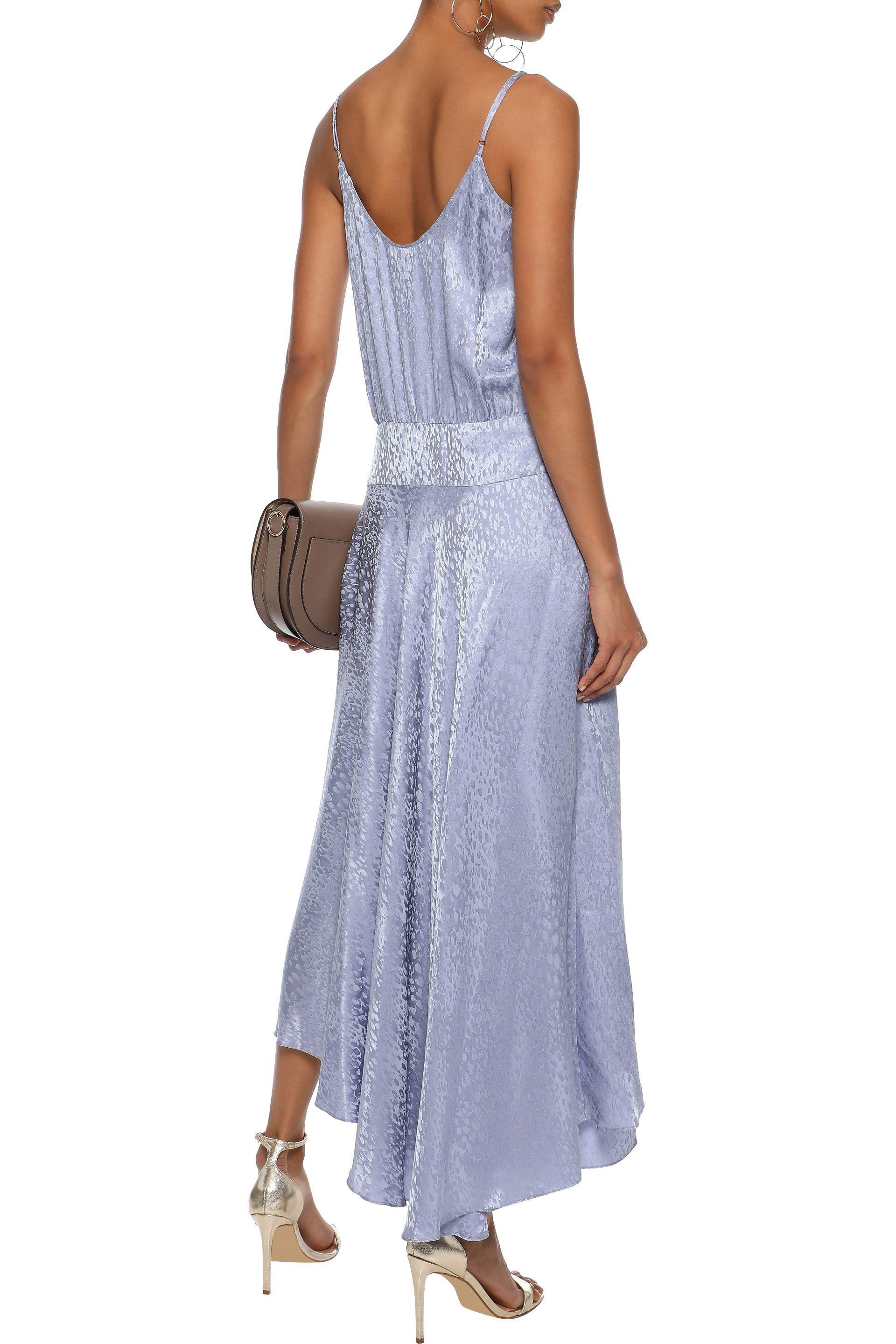 A.L.C. Willa Asymmetric Silkjacquard Maxi Slip Dress Lavender in Blue