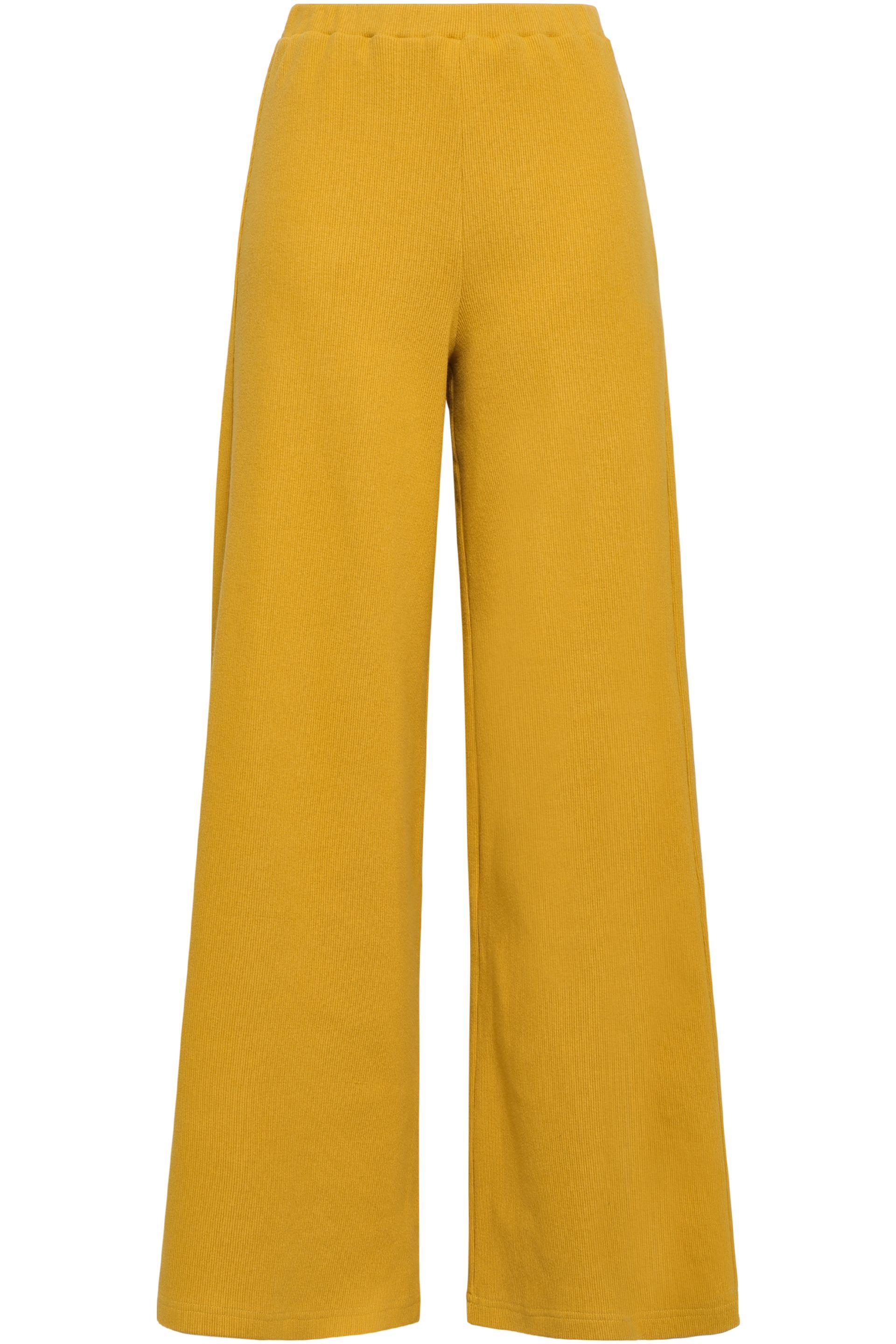 Simon Miller Ribbed Cotton-blend Wide-leg Pants Saffron in Yellow - Lyst