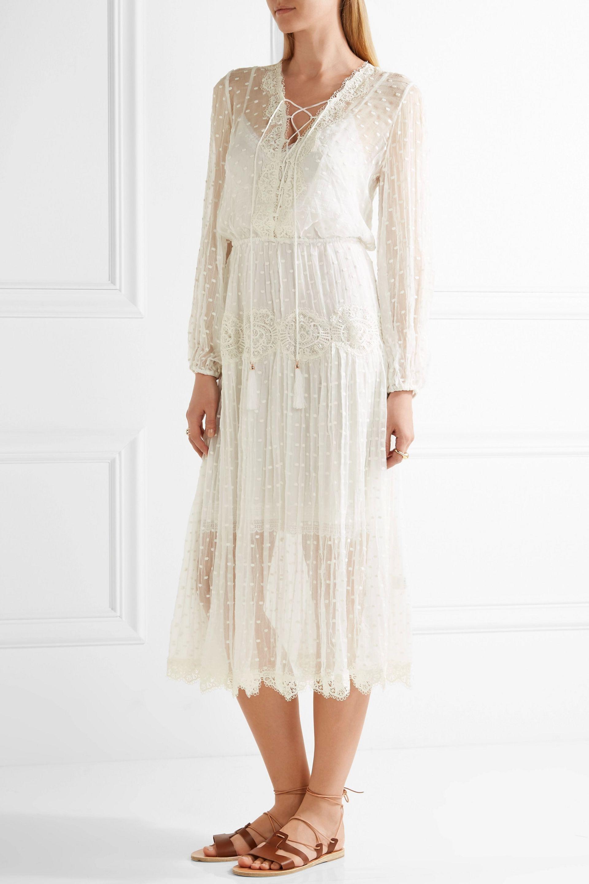 Zimmermann Oleander Lacetrimmed Swissdot Midi Dress in