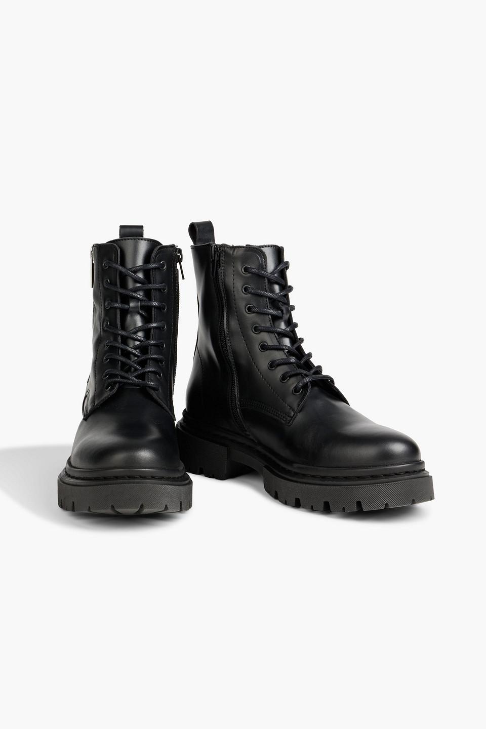 Iris & Ink Clementine Leather Combat Boots in Black | Lyst