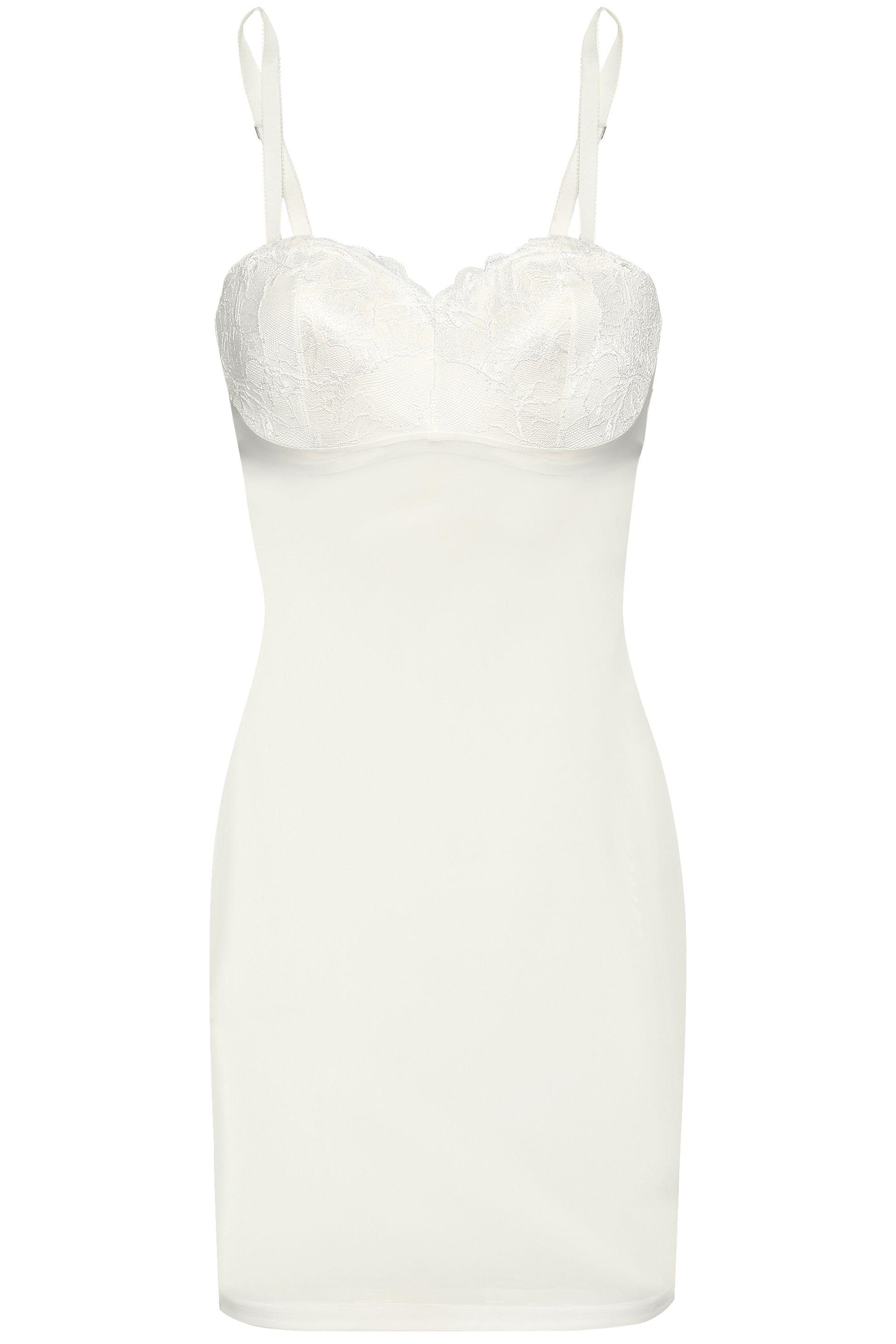 strapless white slip dress