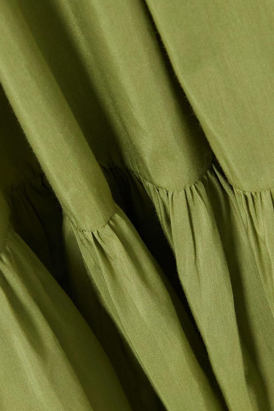 Matteau Shirred Cotton And Silk-blend Maxi Dress in Green | Lyst Australia